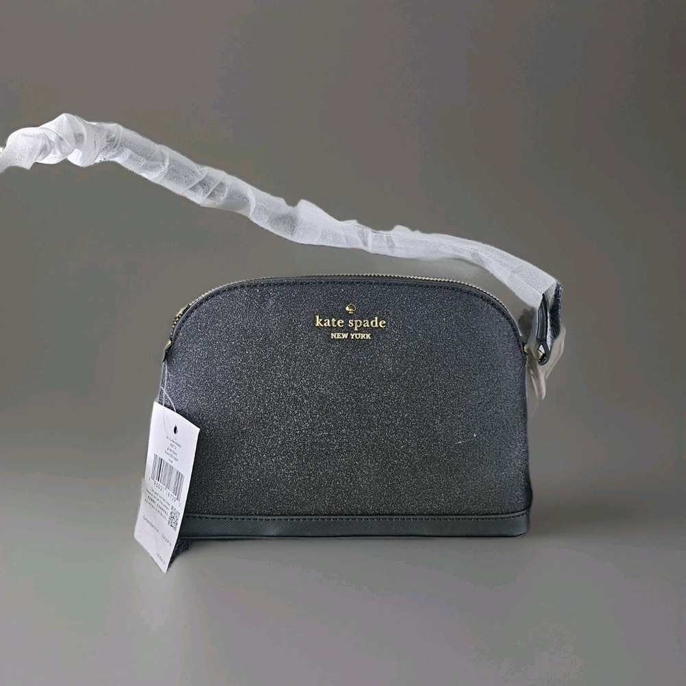 Kate Spade Black Glitter Tinsel Dome Shoulder Crossbody Handbag NWT RARE